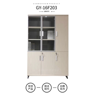 玻璃门带挂衣板式文件柜|三门板式文件柜|深圳板式文件柜定制